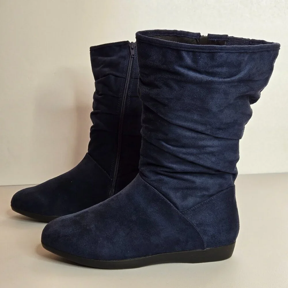 Women’s Navy Slouch Mid-Calf Boot